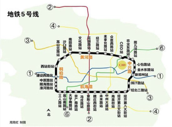 郑州地铁3号线5号线站点公布 各多出3座车站