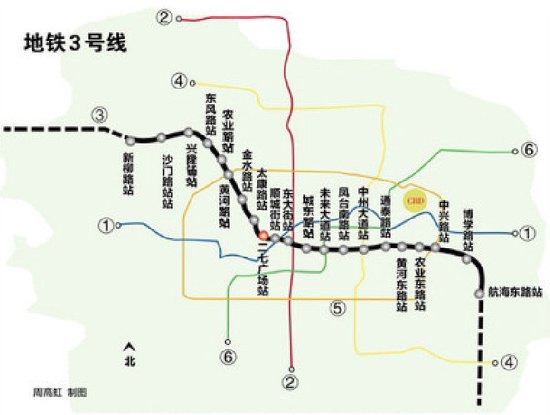 郑州地铁3号线5号线站点公布 各多出3座车站